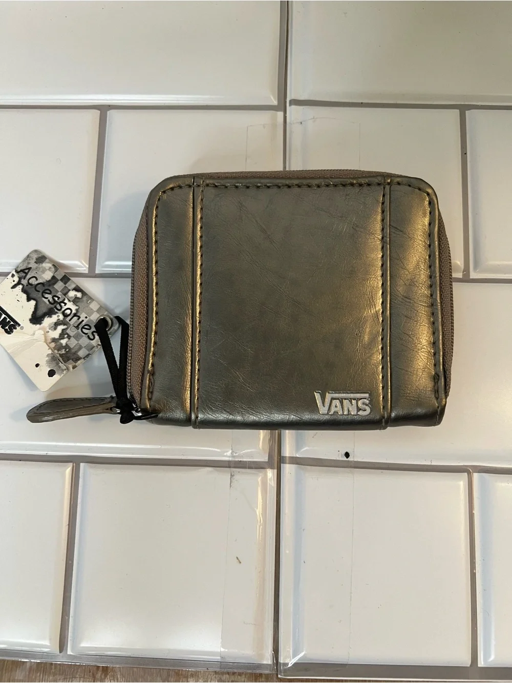 Vans Metallic Gray Compact Zip Wallet